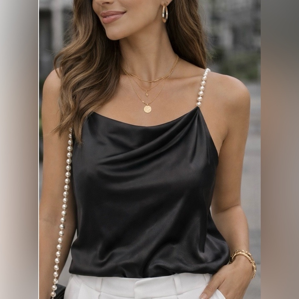 Zara Pearl strap satin camisole